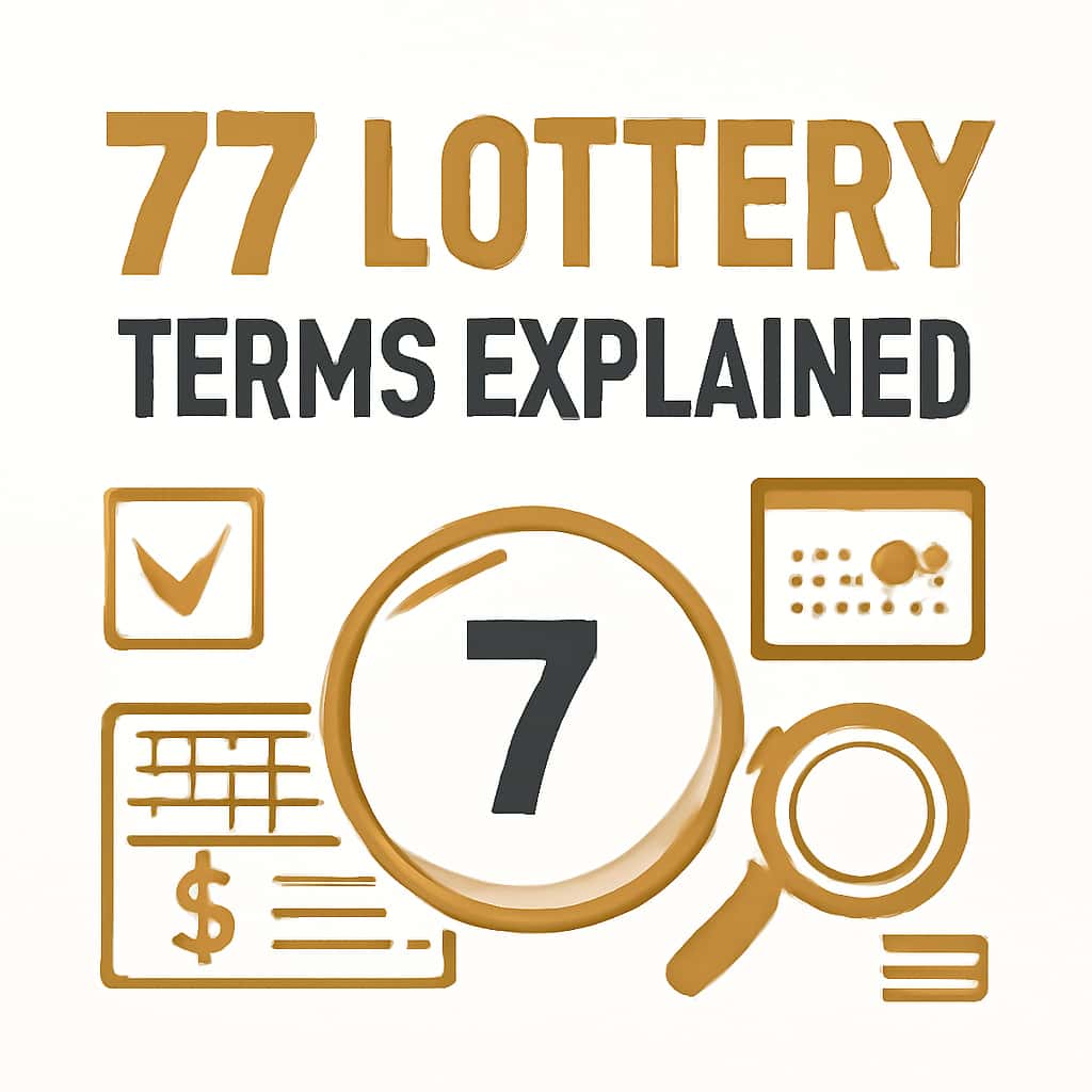 An educational diagram that provides an overview of 77 Lottery Terms Explained.