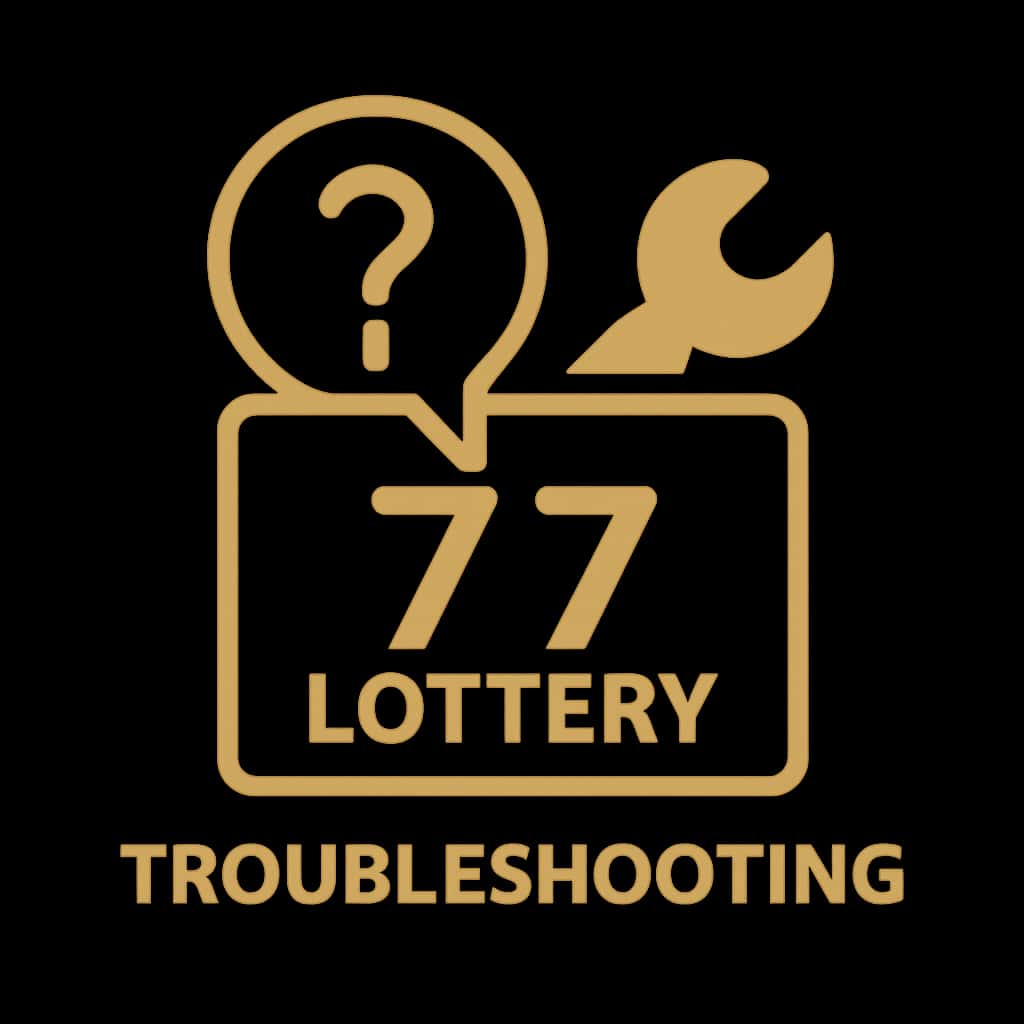 An icon representing troubleshooting for the 77 Lottery.