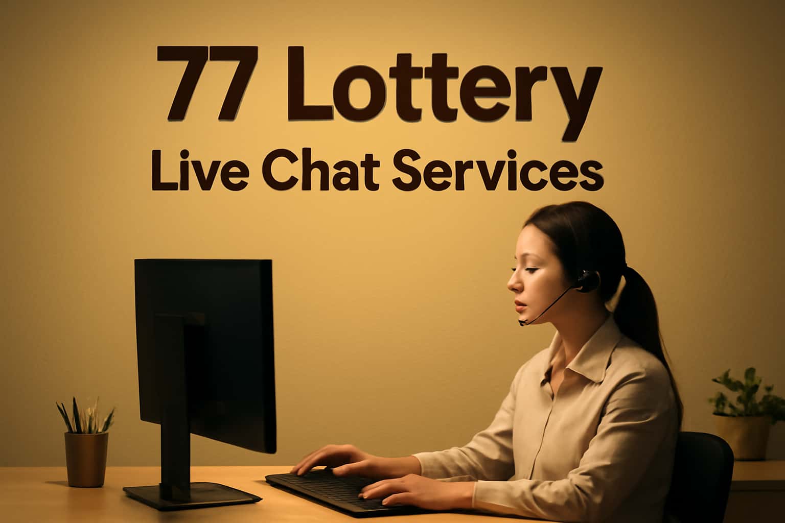 An informational illustration highlighting 77 Lottery Live Chat Services with clear text.