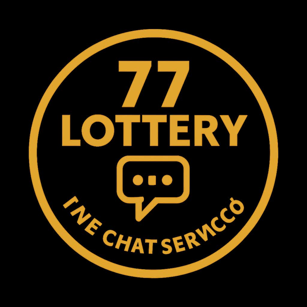 A simple badge design for 77 Lottery Live Chat Services.