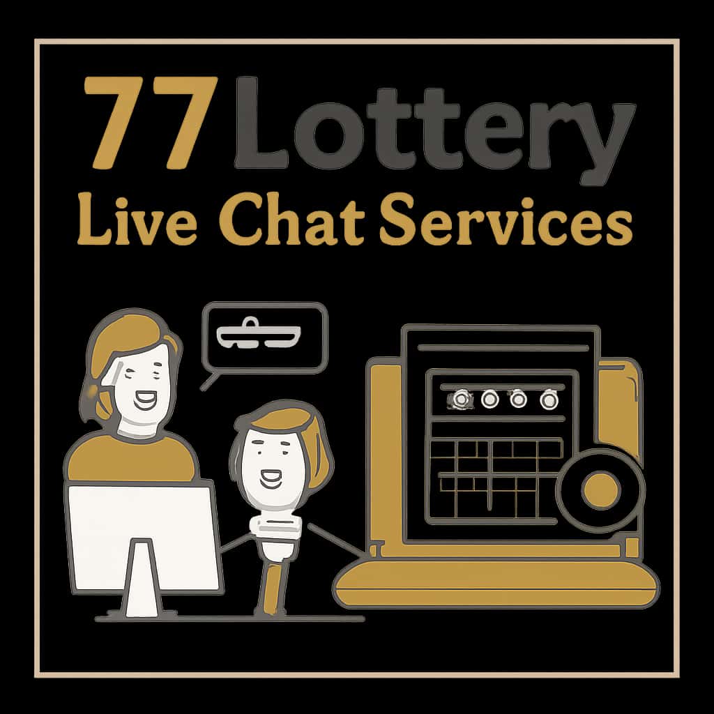 An educational diagram illustrating features of 77 Lottery Live Chat Services.