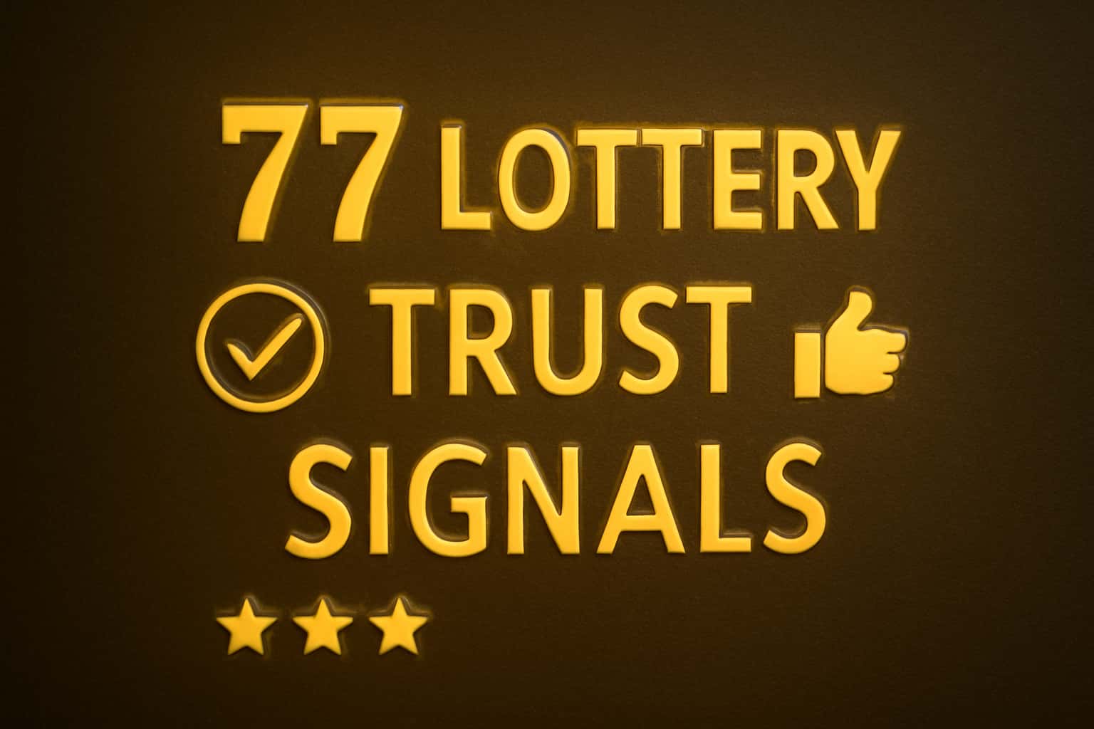 An informational scene depicting trust signals related to the 77 Lottery.
