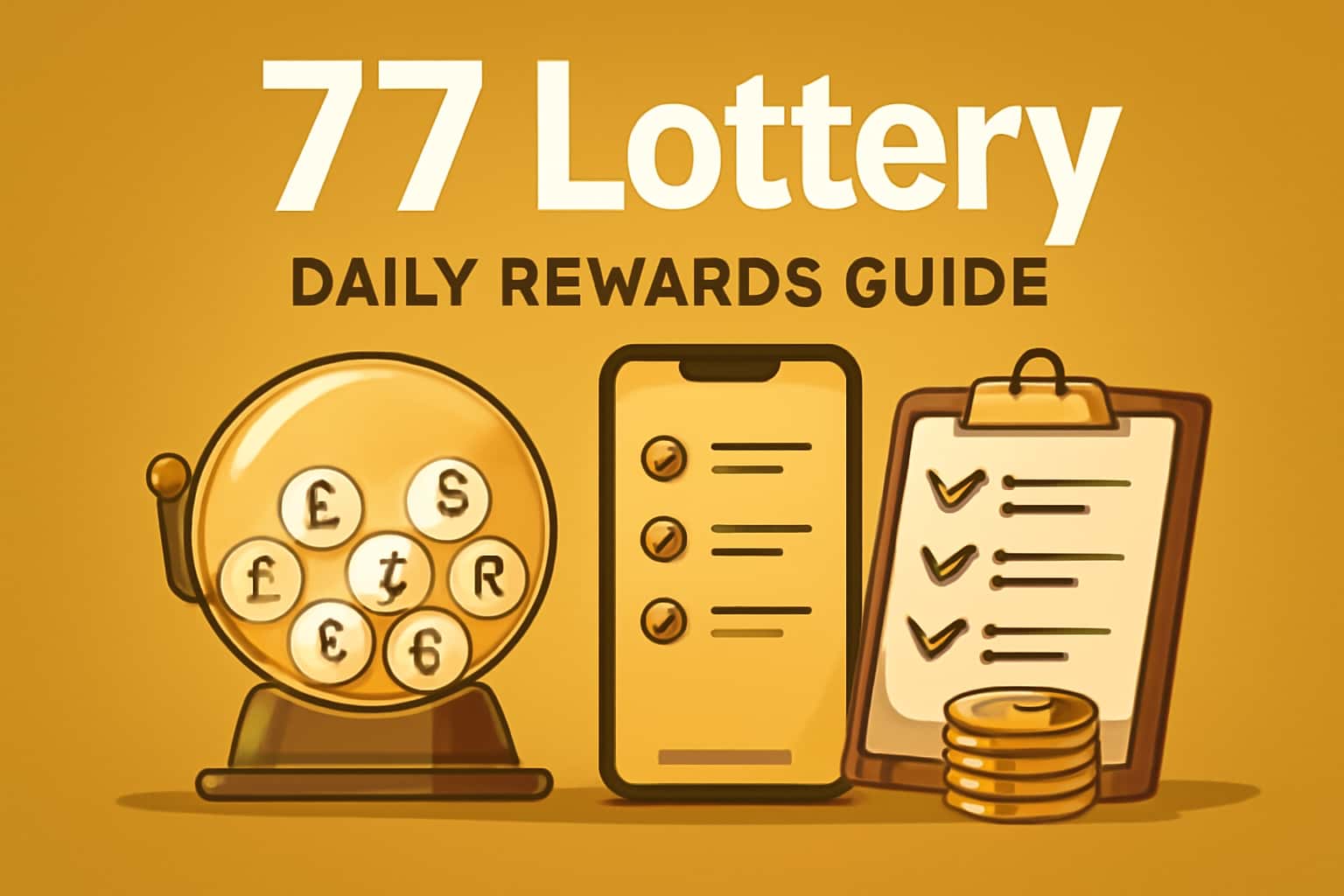An informative scene showcasing the 77 Lottery Daily Rewards Guide.