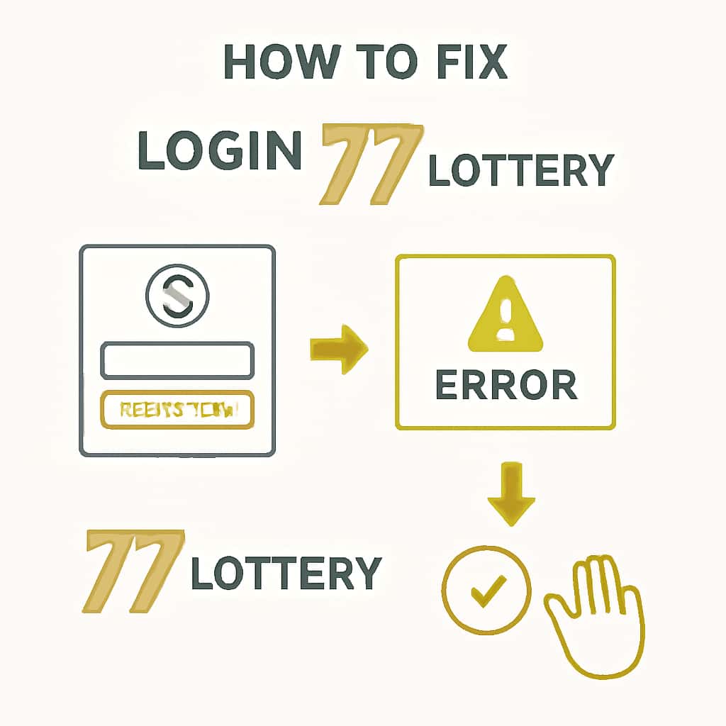 An illustration demonstrating steps to fix login issues for the 77 Lottery.