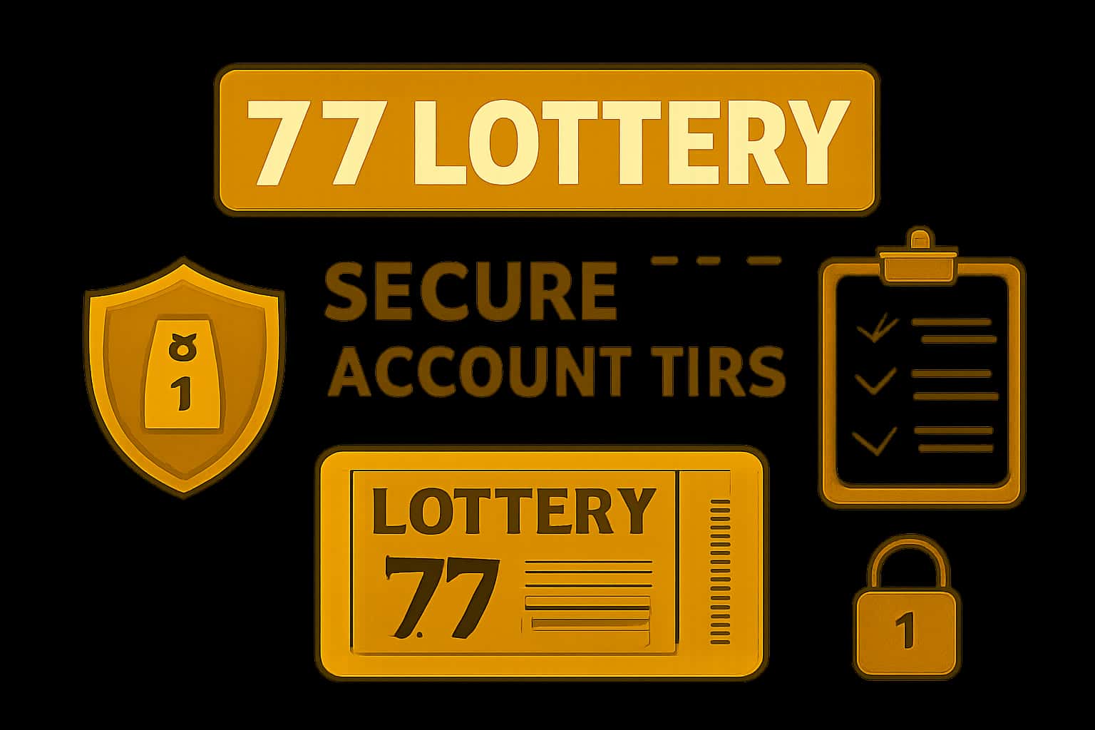 A futuristic design illustrating secure online practices for the 77 Lottery account.