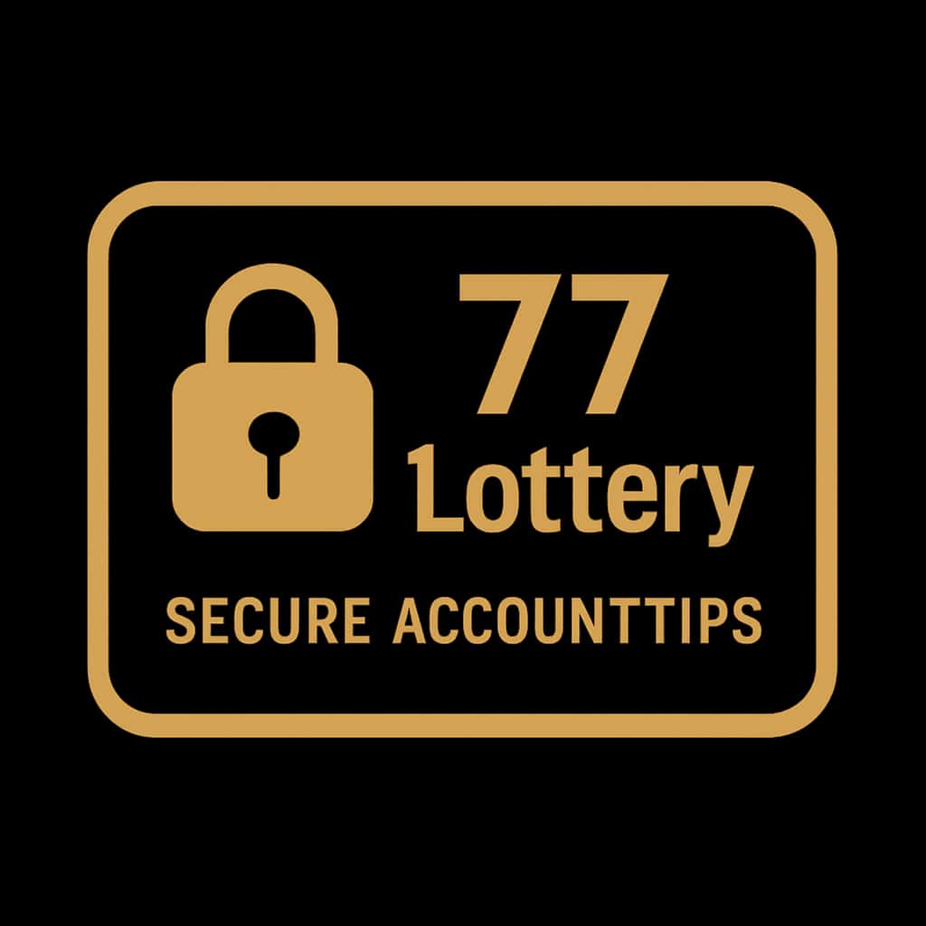 A professional badge representing 77 Lottery account security tips.