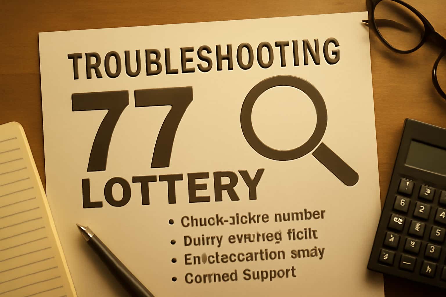 A neutral scene illustrating troubleshooting concepts related to the 77 Lottery.